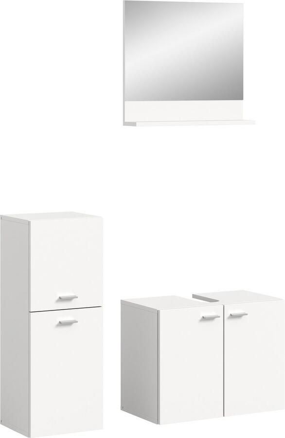 Welltime Badmeubelset Tampa breedte 102cm 3-delig Wastafelonderkast spiegel halfhoge kast (3 stuks) - Foto 4