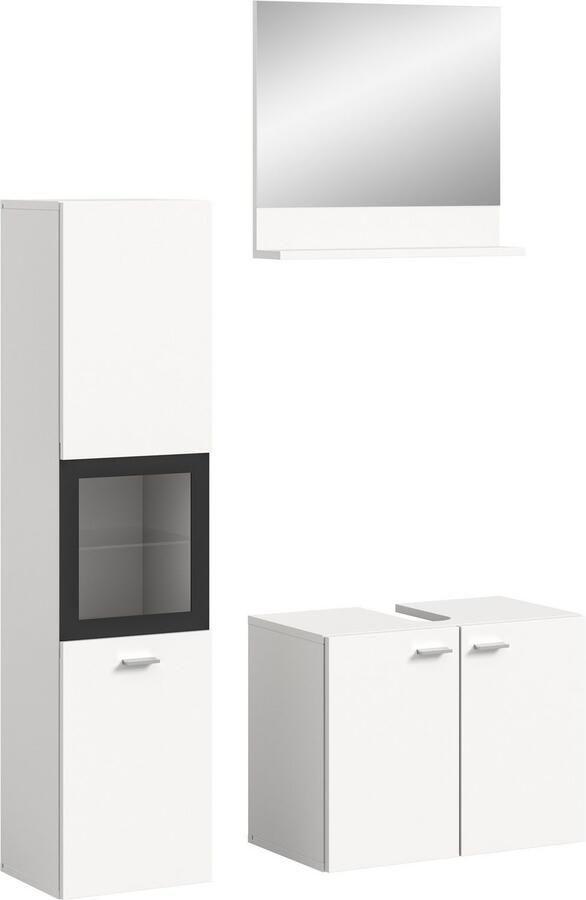 Welltime Badmeubelset Tampa breedte 102cm 3-delig Wastafelonderkast spiegel hoge kast (3 stuks) - Foto 4