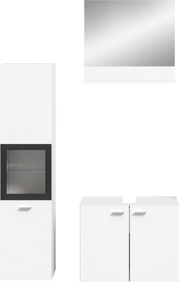 Welltime Badmeubelset Tampa breedte 102cm 3-delig Wastafelonderkast spiegel hoge kast (3 stuks) - Foto 5