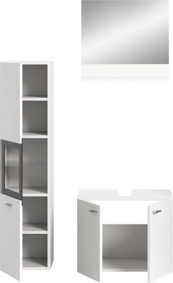 Welltime Badmeubelset Tampa breedte 102cm 3-delig Wastafelonderkast spiegel hoge kast (3 stuks) - Foto 6