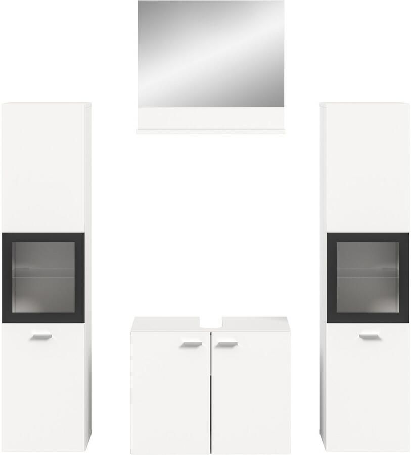 Welltime Badmeubelset Tampa breedte 137cm 4-delig Wastafelonderkast spiegel hoge kast (4 stuks) - Foto 3