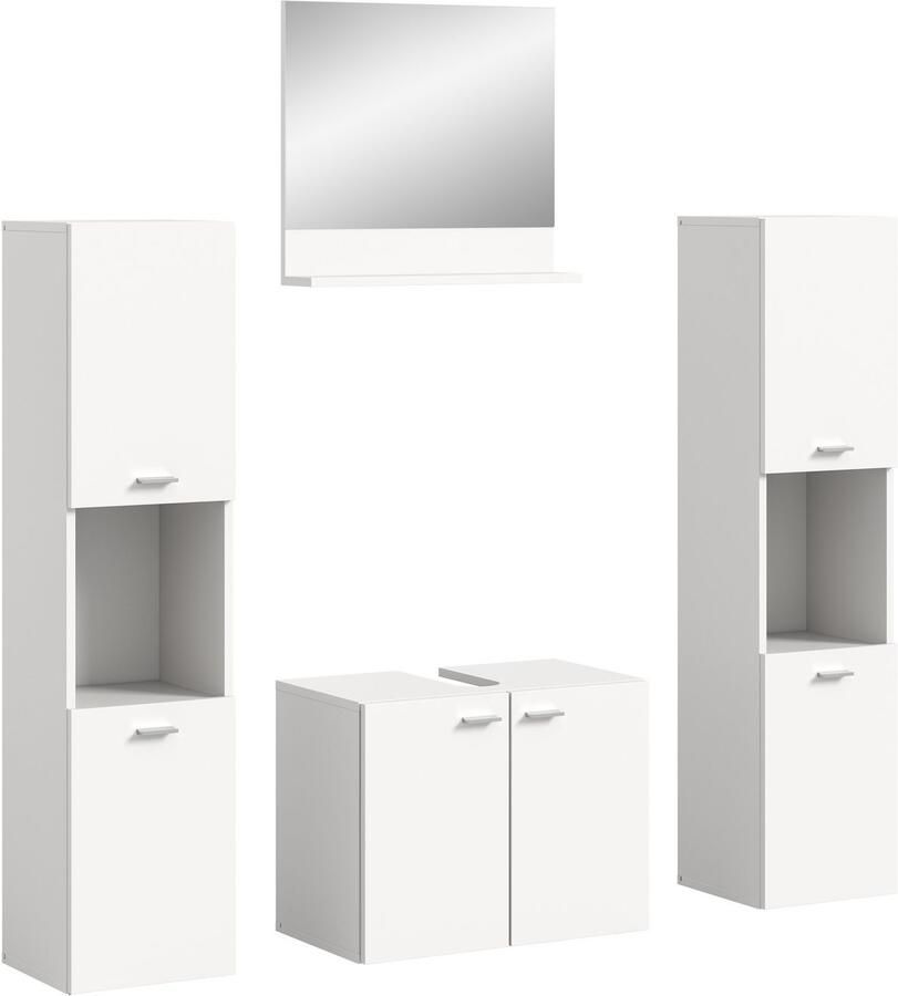 Welltime Badmeubelset Tampa breedte 137cm 4-delig Wastafelonderkast spiegel hoge kast (4 stuks) - Foto 3
