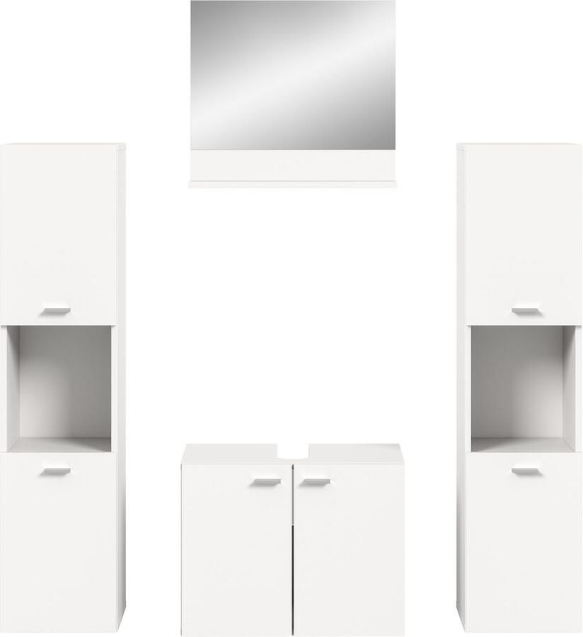 Welltime Badmeubelset Tampa breedte 137cm 4-delig Wastafelonderkast spiegel hoge kast (4 stuks) - Foto 2