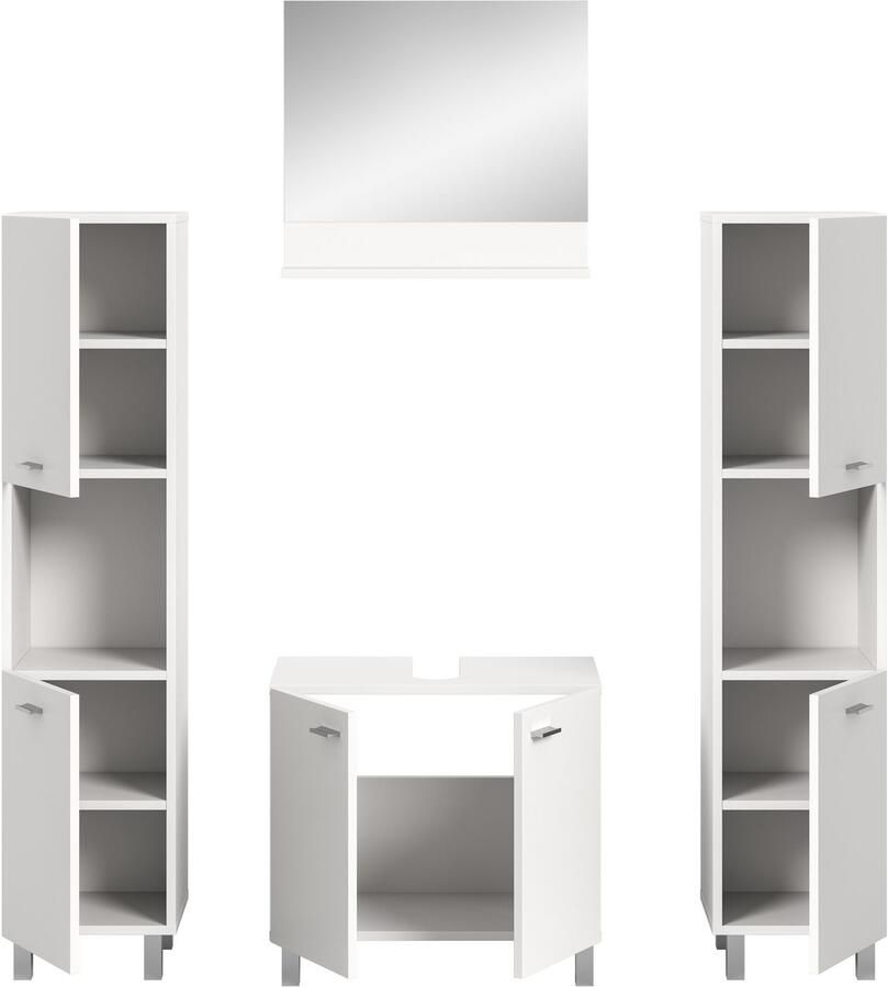 Welltime Badmeubelset Tampa breedte 137cm 4-delig Wastafelonderkast spiegel hoge kast (4 stuks) - Foto 4