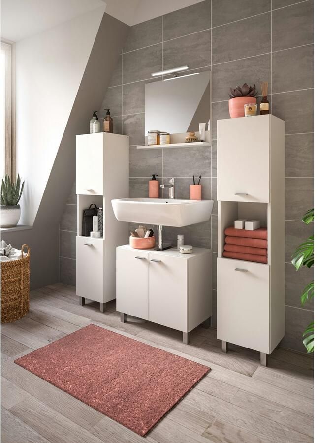 Welltime Badmeubelset Tampa breedte 137cm 4-delig Wastafelonderkast spiegel hoge kast (4 stuks) - Foto 5