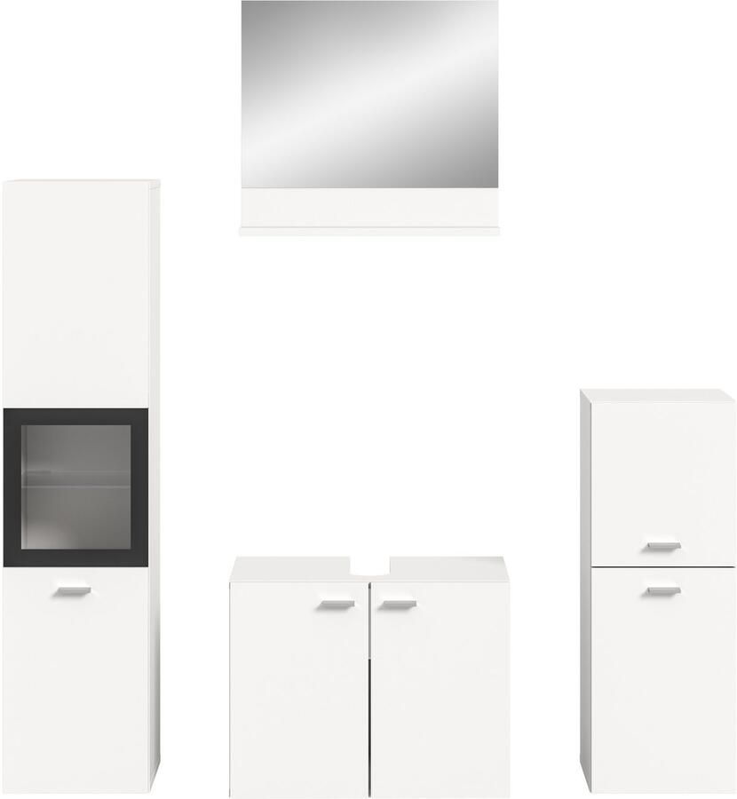 Welltime Badmeubelset Tampa breedte 137cm 4-delig Wastafelonderkast spiegel hoge kast midikast (4 stuks) - Foto 2