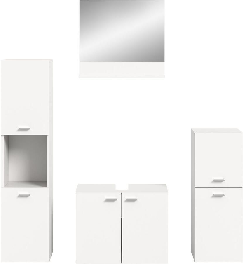 Welltime Badmeubelset Tampa breedte 137cm 4-delig Wastafelonderkast spiegel hoge kast midikast (4 stuks) - Foto 2