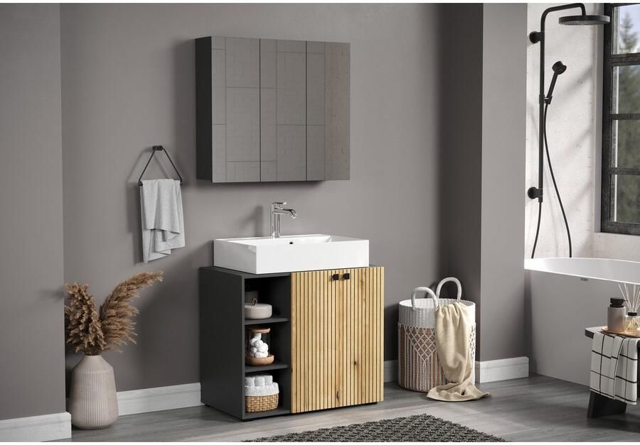 Welltime Hoge kast Amrum Breedte 40 cm ruime hoge kast eik ribbellook badkamerkast - Foto 4