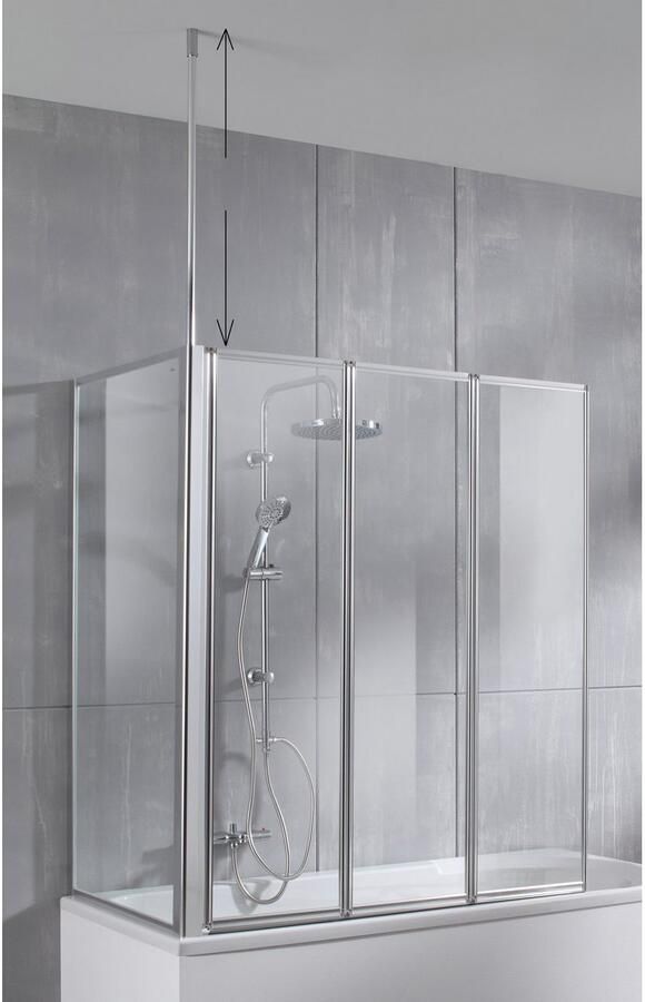 Welltime Badwand Summer 3-delig + stevige zijwand Geschikt voor plafondhoogte tot 240 cm glaswand bestaand uit vier elementen (4-delig) - Foto 3