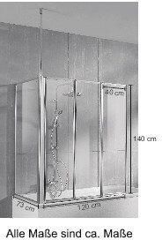 Welltime Badwand Summer 3-delig + stevige zijwand Geschikt voor plafondhoogte tot 240 cm glaswand bestaand uit vier elementen (4-delig) - Foto 5