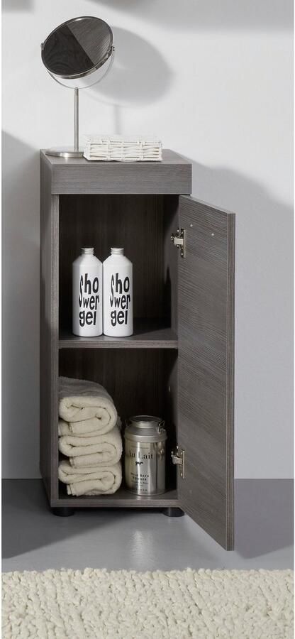 Welltime Bergkast Royan Badkommode met 2 vakken in rookzilverkleur Afmetingen (B D H) 30 30 76 cm - Foto 2