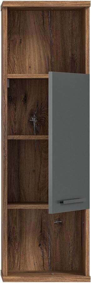 Welltime Halfhoge kast Agen Breedte 35 cm 1 deur 2 open vakken 1 legplank Hangkast badkamermeubels badkamerkast kast wandkast badkamer (1 stuk) - Foto 6