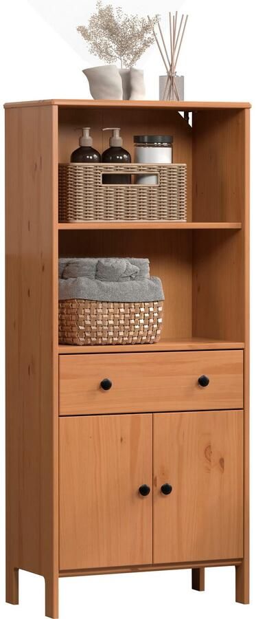 Welltime Halfhoge kast Kall Brede badkamerplank van massief grenenhout Wit of bruin gelakt (1 stuk) - Foto 6