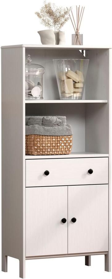 Welltime Halfhoge kast Kall Brede badkamerplank van massief grenenhout Wit of bruin gelakt (1 stuk) - Foto 8