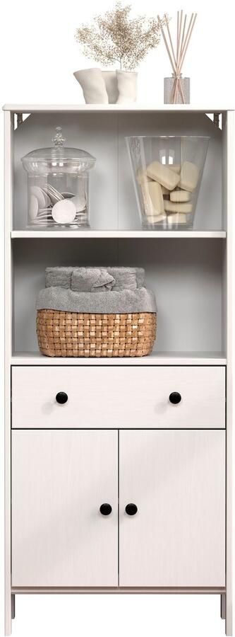 Welltime Halfhoge kast Kall Brede badkamerplank van massief grenenhout Wit of bruin gelakt (1 stuk) - Foto 9