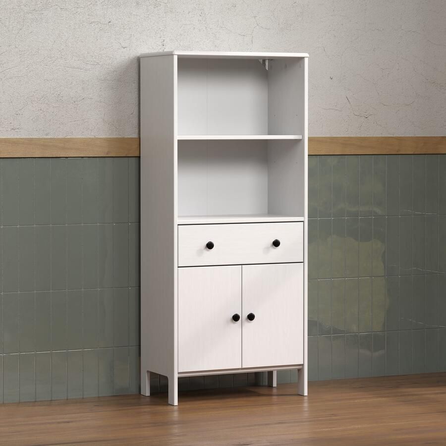 Welltime Halfhoge kast Kall Brede badkamerplank van massief grenenhout Wit of bruin gelakt (1 stuk) - Foto 4