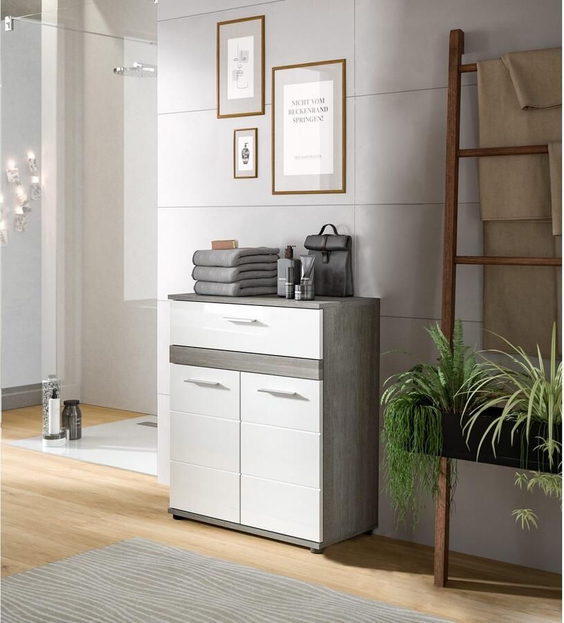 Welltime Halfhoge kast LUCCA TOPSELLER! Hoogte 79 cm 2 deuren 1 lade 1 legplank