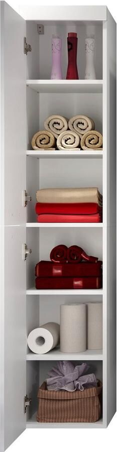 Welltime Hangend kastje Dormoletto Hangende hoge kast in hoogglans wit met horizontale frezing - Foto 5