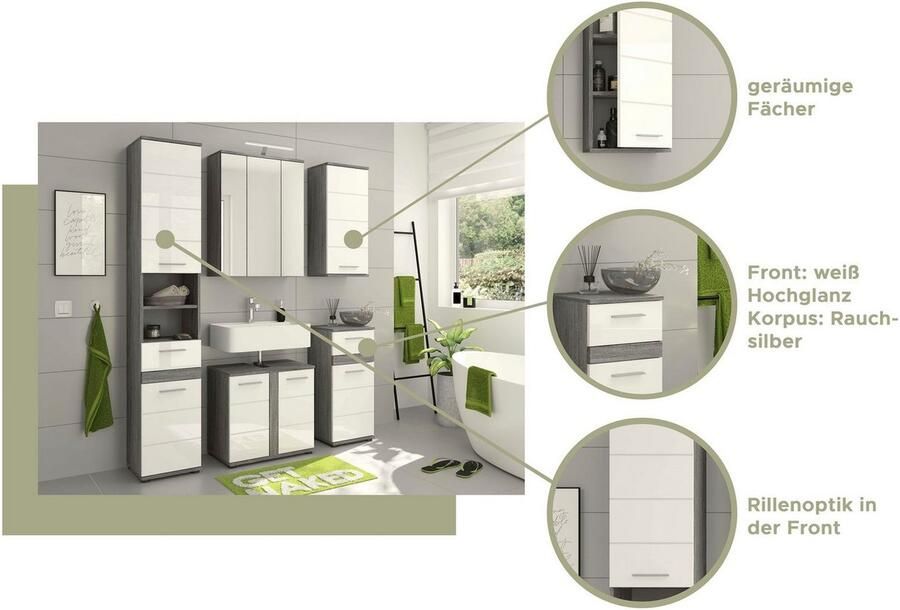 Welltime Hangend kastje LUCCA TOPSELLER! Breedte 35 cm 1 deur (TA verwisselbaar) 2 legplanken - Foto 5