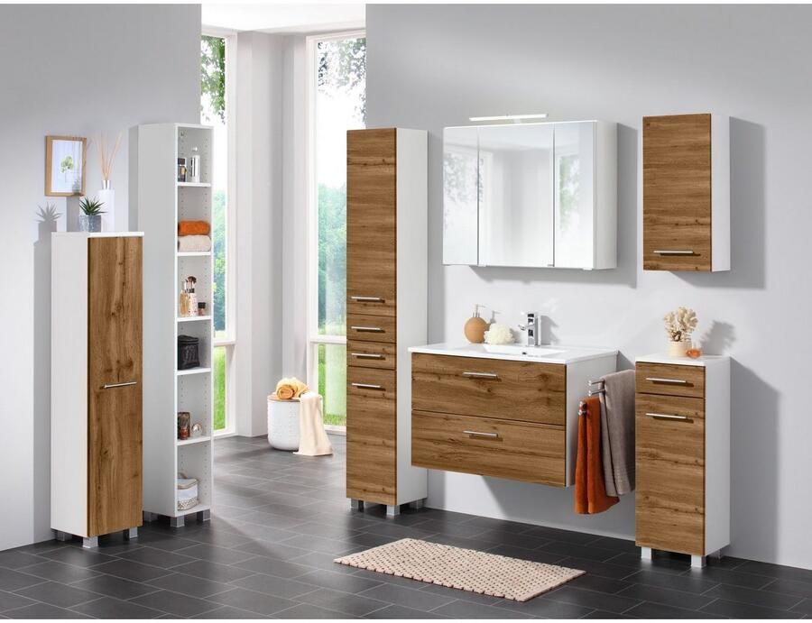 Welltime Hangend kastje Trento in verschillende designs en kleuren Badkamermeubel breedte 30 cm 1 deur 2 planken Made in Germany - Foto 2