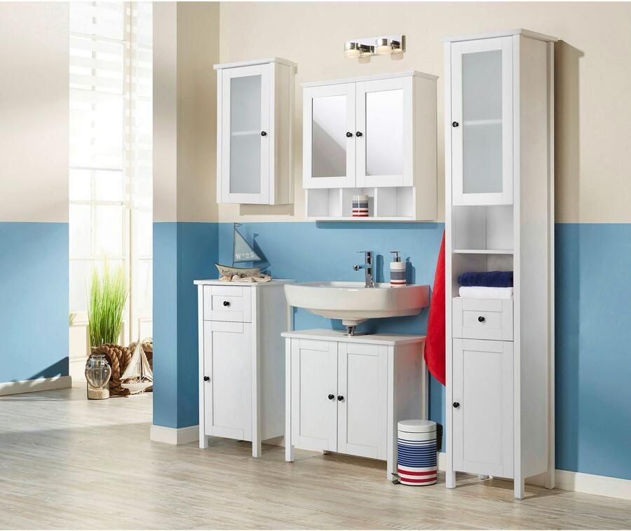 Welltime Hoge kast Aalborg Kast badkamerkast Badkamermeubel in landelijke stijl breedte 40 cm