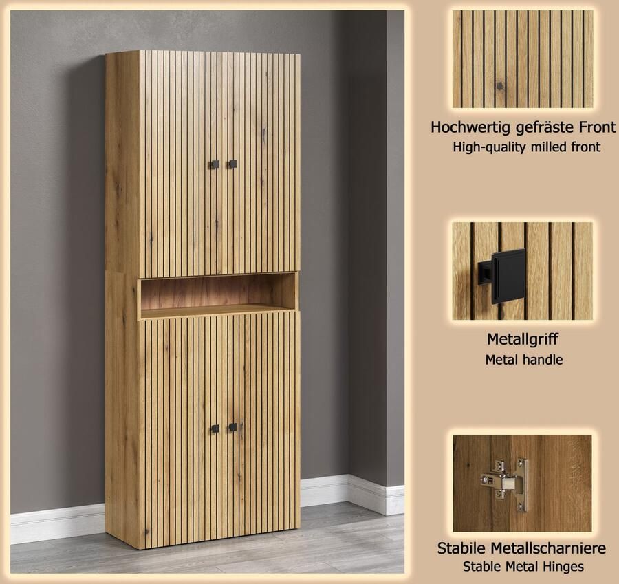 Welltime Hoge kast Amrum Badkamerkast met en zonder lade (B D H) 40-70 31 186 cm (1 stuk) - Foto 7