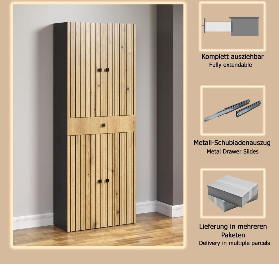 Welltime Hoge kast Amrum Badkamerkast met en zonder lade (B D H) 40-70 31 186 cm - Foto 4