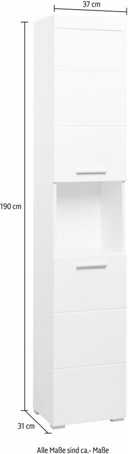 Welltime Hoge kast Avena Badkamer hoge kast met open vak 2 deuren en 2 planken - Foto 11