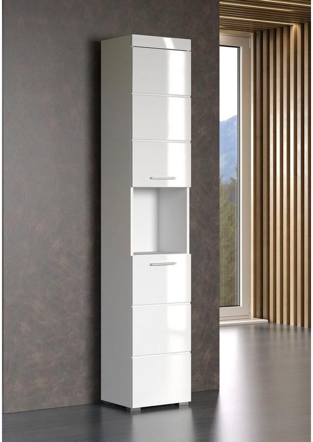 Welltime Hoge kast Avena Badkamer hoge kast met open vak 2 deuren en 2 planken - Foto 3