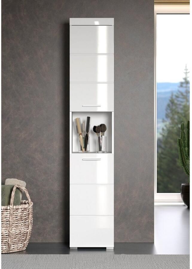 Welltime Hoge kast Avena Badkamer hoge kast met open vak 2 deuren en 2 planken - Foto 2