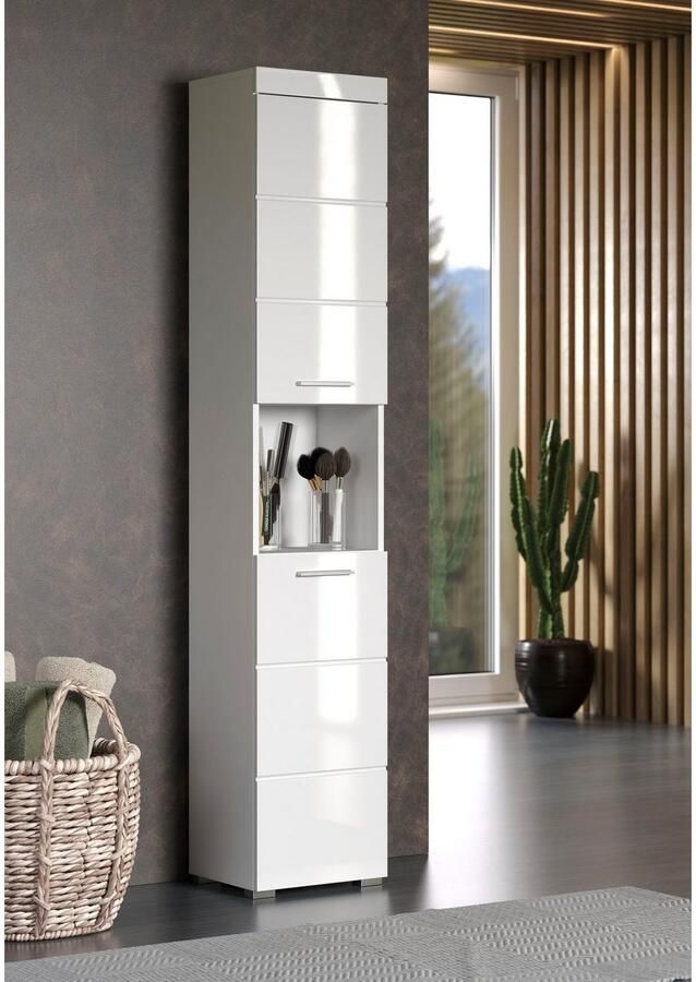 Welltime Hoge kast Avena Badkamer hoge kast met open vak 2 deuren en 2 planken - Foto 4