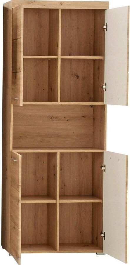 Welltime Hoge kast Avena Badkamer hoge kast met open vak 4 deuren en 4 planken - Foto 6