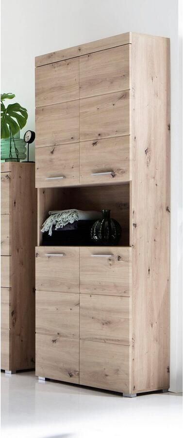 Welltime Hoge kast Avena Badkamer hoge kast met open vak 4 deuren en 4 planken - Foto 10