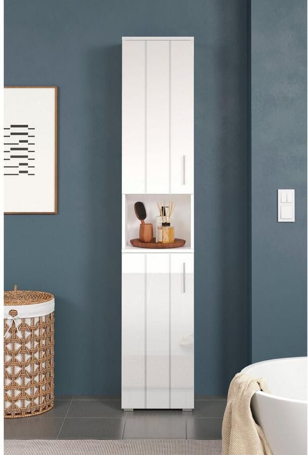 Welltime Hoge kast Praag Badmeubels met verwisselbare deurdranger (B D H) 37 31 192 cm (1 stuk) - Foto 3
