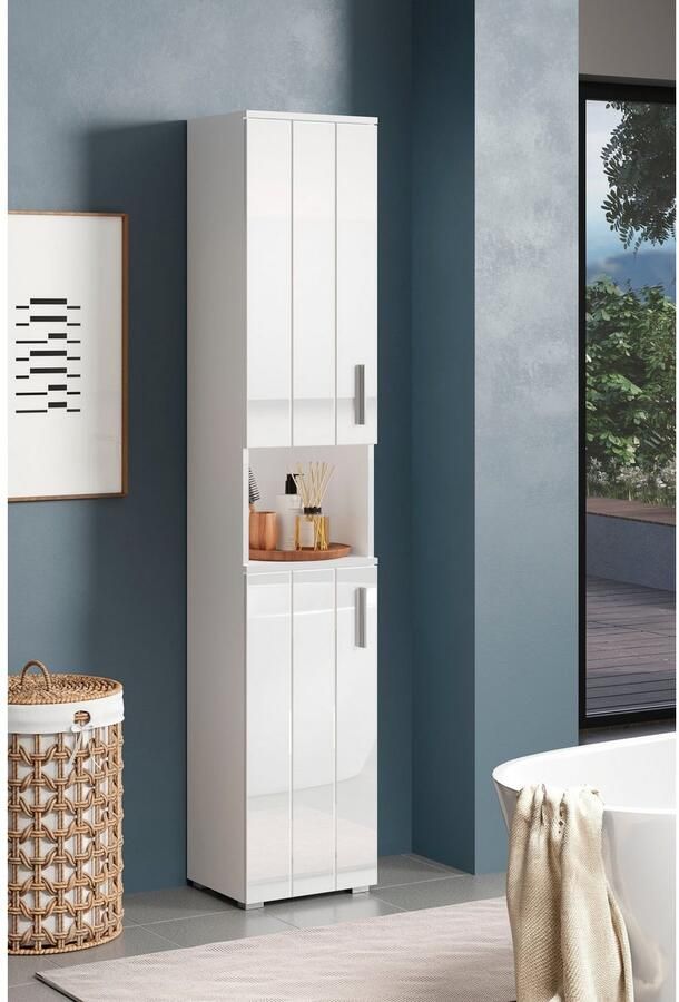 Welltime Hoge kast Praag Badmeubels met verwisselbare deurdranger (B D H) 37 31 192 cm (1 stuk) - Foto 2