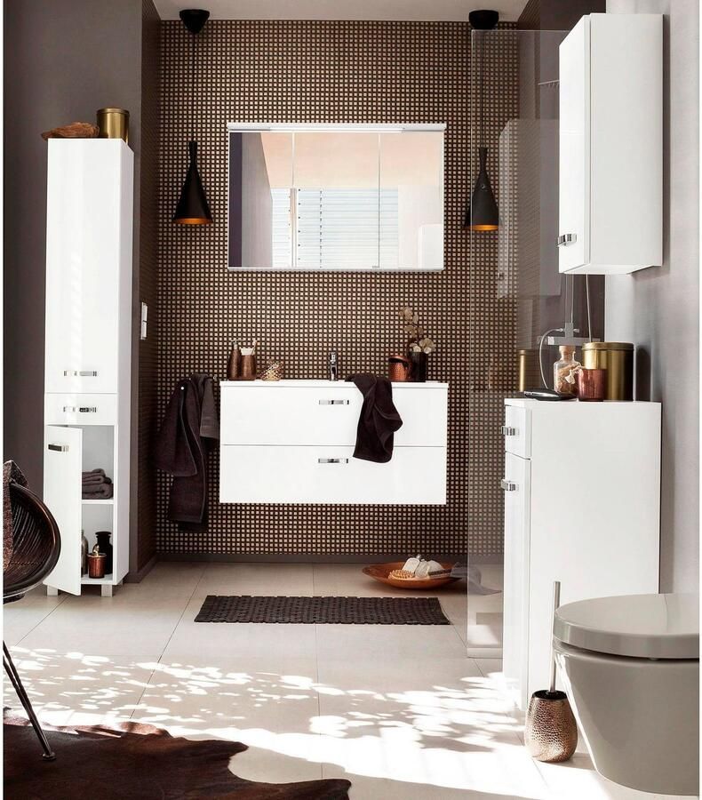 Welltime Wastafelonderkast Ravenna Badkamermeubel wastafelonderkast inclusief wasbak breedte 100 cm soft-closetechniek