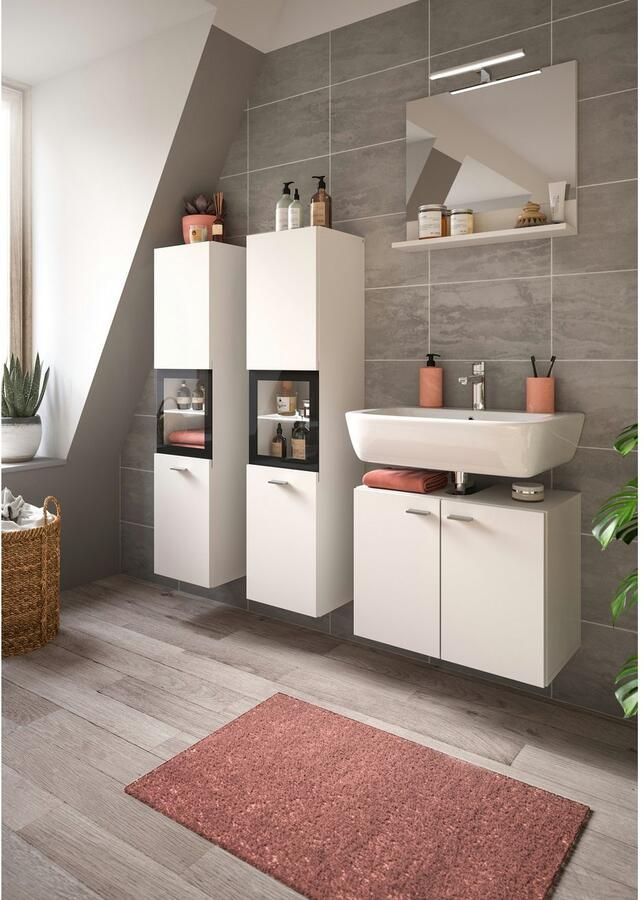 Welltime Hoge kast Tampa hoogte 125cm hangend of staand te monteren Badkamerkast hangkast badkamer badkamermeubels - Foto 2