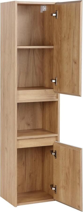 Welltime Hoge kast Torun badkamerkast kast breedte 35 cm met glazen fronten - Foto 4