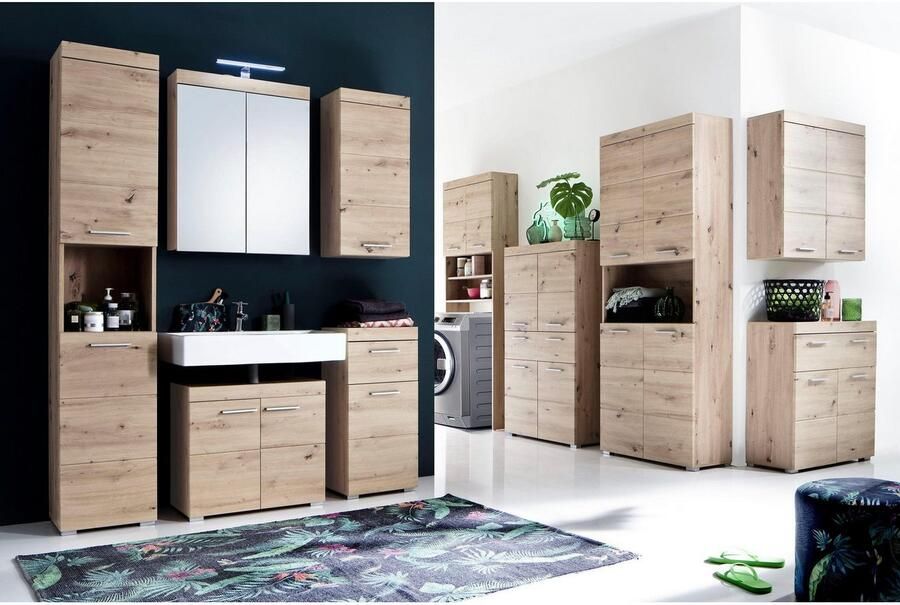 Welltime Hoge kast Avena Badkamer hoge kast met open vak 2 deuren en 2 planken - Foto 6