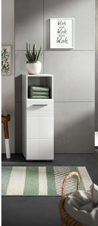 Welltime Onderkast Calcio hoogte 95 cm 1 deur 1 open vak 1 plank deurdranger wisselbaar mdf voorkant badkamerkast badkamermeubels badkamer - Foto 2