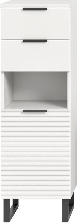 Welltime Onderkast Litica hoogte 110 cm 2 lades 1 deur 1 open vak Badkamerkast midikast badkamer badkamermeubels - Foto 7