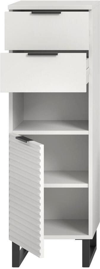 Welltime Onderkast Litica hoogte 110 cm 2 lades 1 deur 1 open vak Badkamerkast midikast badkamer badkamermeubels - Foto 6