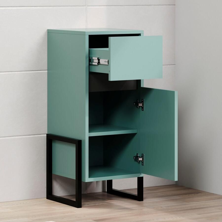 Welltime Onderkast Malcesine Badkommode in donker turquoise met metalen frame (B D H) 36 35 80 cm (1 stuk) - Foto 4