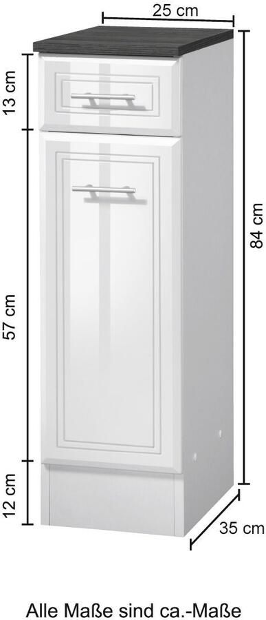 Welltime Onderkast Napels Breedte 25 cm met hoogglansfronten en elegant freeswerk - Foto 2