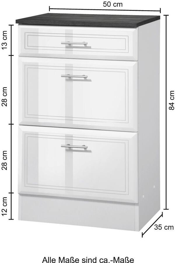 Welltime Onderkast Napels Breedte 50 cm met hoogglansfronten en elegant freeswerk - Foto 2