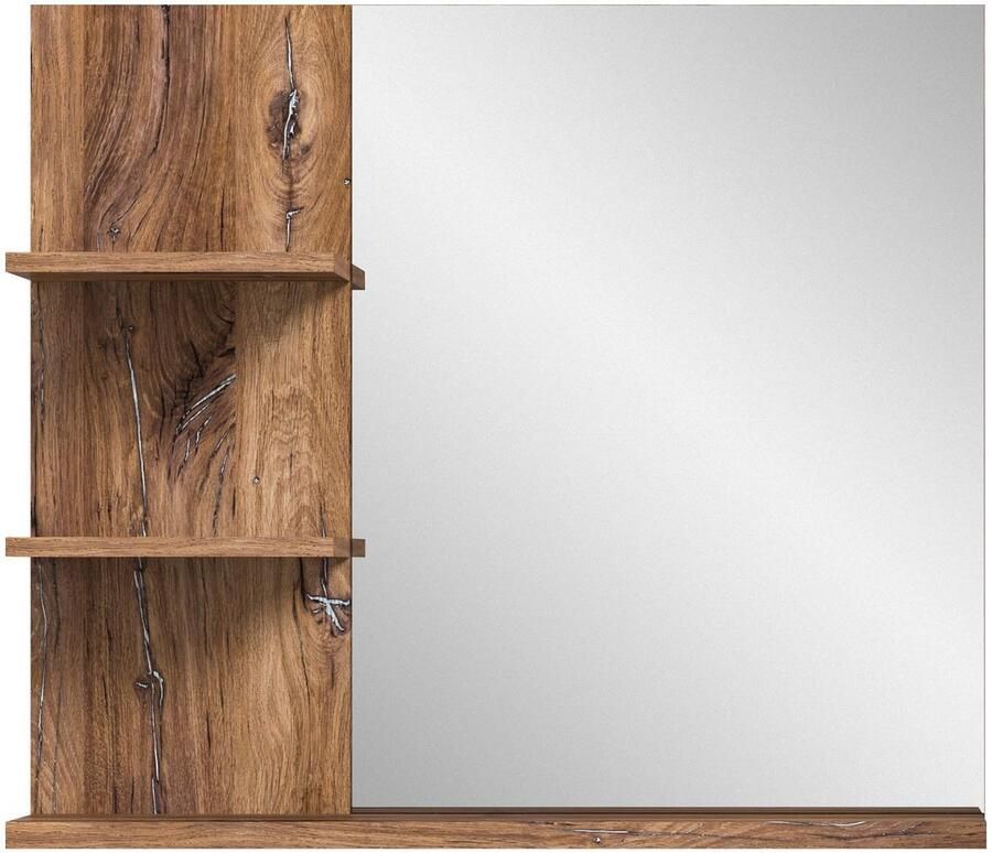 Welltime Spiegel Agen Breedte 80 cm 3 legplanken hoogwaardig spiegelglas (1 stuk)