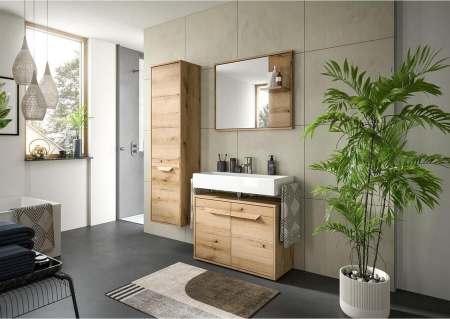 Welltime Spiegel Kayu breedte 84 cm 1 opbergvlak Badspiegel badkamermeubels badkamer bad badkamer spiegel - Foto 2