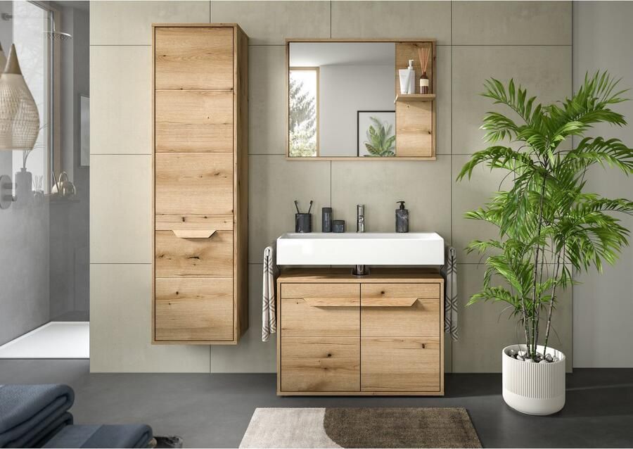 Welltime Spiegel Kayu breedte 84 cm 1 opbergvlak Badspiegel badkamermeubels badkamer bad badkamer spiegel - Foto 3