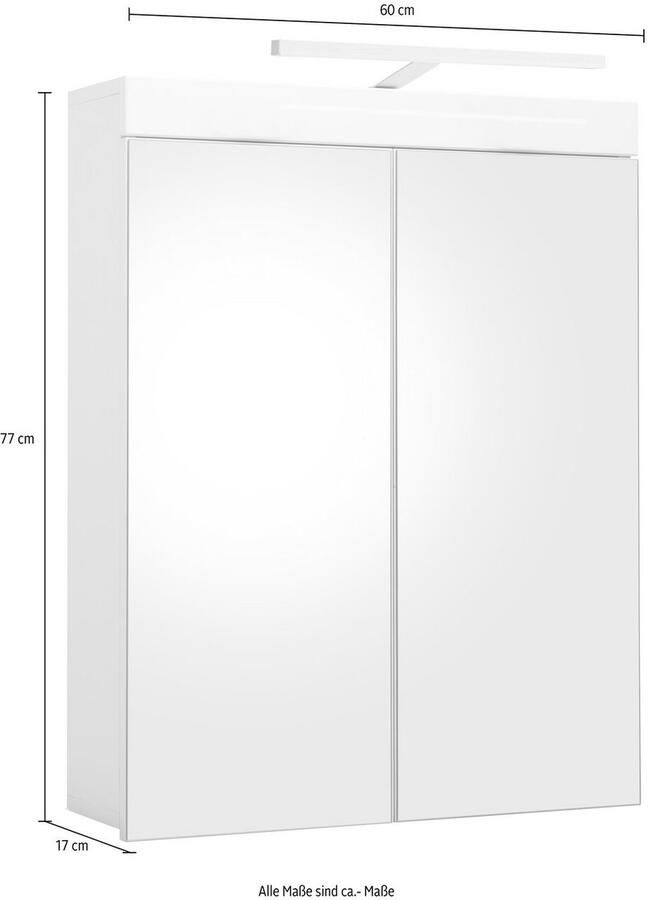 Welltime Spiegelkast Avena Badkamerkast optioneel met LED-verlichting (B D H) 60 17 77 cm - Foto 11