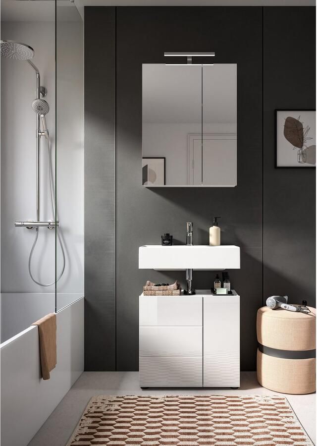 Welltime Spiegelkast BIEL TOPSELLER! breedte 60 cm 2 deuren 2 legplanken 3 vakken (1 stuk) - Foto 8